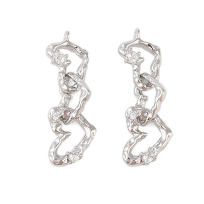 Heart Pendant With Clear Zirconia Stones, Platinum, 33x10mm - Uniq Perler - 113749