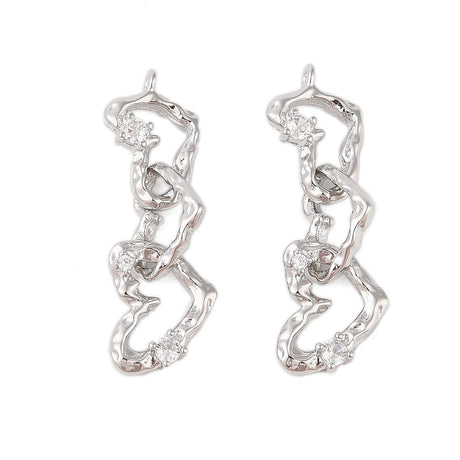 Hjerte Vedhæng Med Klare Zirkonia Sten, Platin, 33x10mm - Uniq Perler - 113749