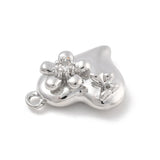 Hjerte Vedhæng Med Klare Zirkonia Sten, Platin Farvet, 17,5x11mm - Uniq Perler - 364846