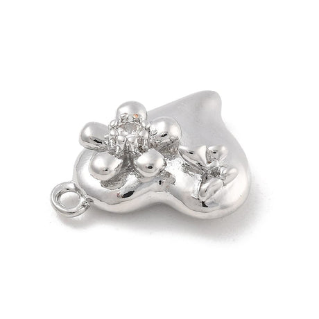 Hjerte Vedhæng Med Klare Zirkonia Sten, Platin Farvet, 17,5x11mm - Uniq Perler - 364846