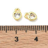 Hjerte Vedhæng Med Kubisk Zirkonia – Langtidsholdbar 18K Forgyldt Messing (7x4.5x2mm) 2 Stk - Uniq Perler - 118746