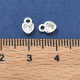 Hjerte Vedhæng Med Kubisk Zirkonia – Langtidsholdbar Forsølvet Messing (7x4.5x2mm) 2 Stk - Uniq Perler - 118751