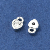 Hjerte Vedhæng Med Kubisk Zirkonia – Langtidsholdbar Forsølvet Messing (7x4.5x2mm) 2 Stk - Uniq Perler - 118751
