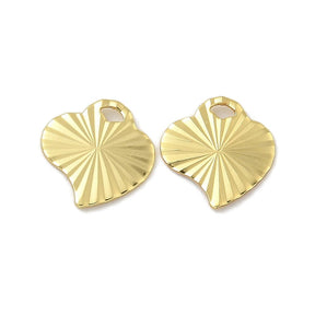 Heart Pendant With Pattern, 18K Gold-plated Brass, 9x9.5mm, 10 pcs. - Uniq Perler - 114160