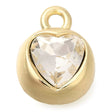 Hjerte Vedhæng Med Rhinsten, Forgyldt, 11,5x9mm, 2 stk. - Uniq Perler - 113969
