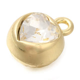 Hjerte Vedhæng Med Rhinsten, Forgyldt, 11,5x9mm, 2 stk. - Uniq Perler - 113969