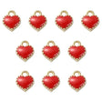 Hjerte Vedhæng Med Rød Emalje, 8x7,5x2,5mm, 10 Stk - Uniq Perler - 113017