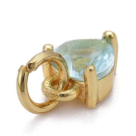 Hjerte Vedhæng Med turkis Zirkonia Sten, 18K Langtidsholdbar Forgyldt, (8x5x3,5mm) 2 stk. - Uniq Perler - 115500