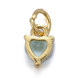 Hjerte Vedhæng Med turkis Zirkonia Sten, 18K Langtidsholdbar Forgyldt, (8x5x3,5mm) 2 stk. - Uniq Perler - 115500