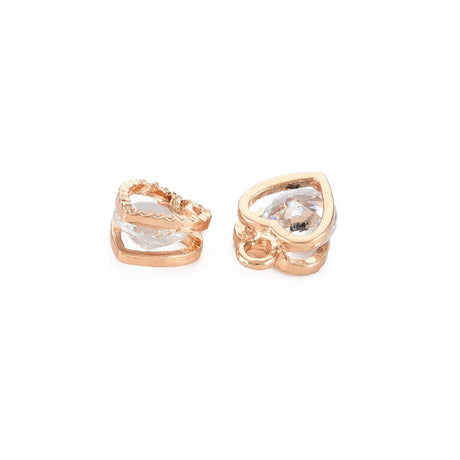 Hjerte Vedhæng med Zirkonia – (12x8,5mm) 8 stk. - Uniq Perler - 116979