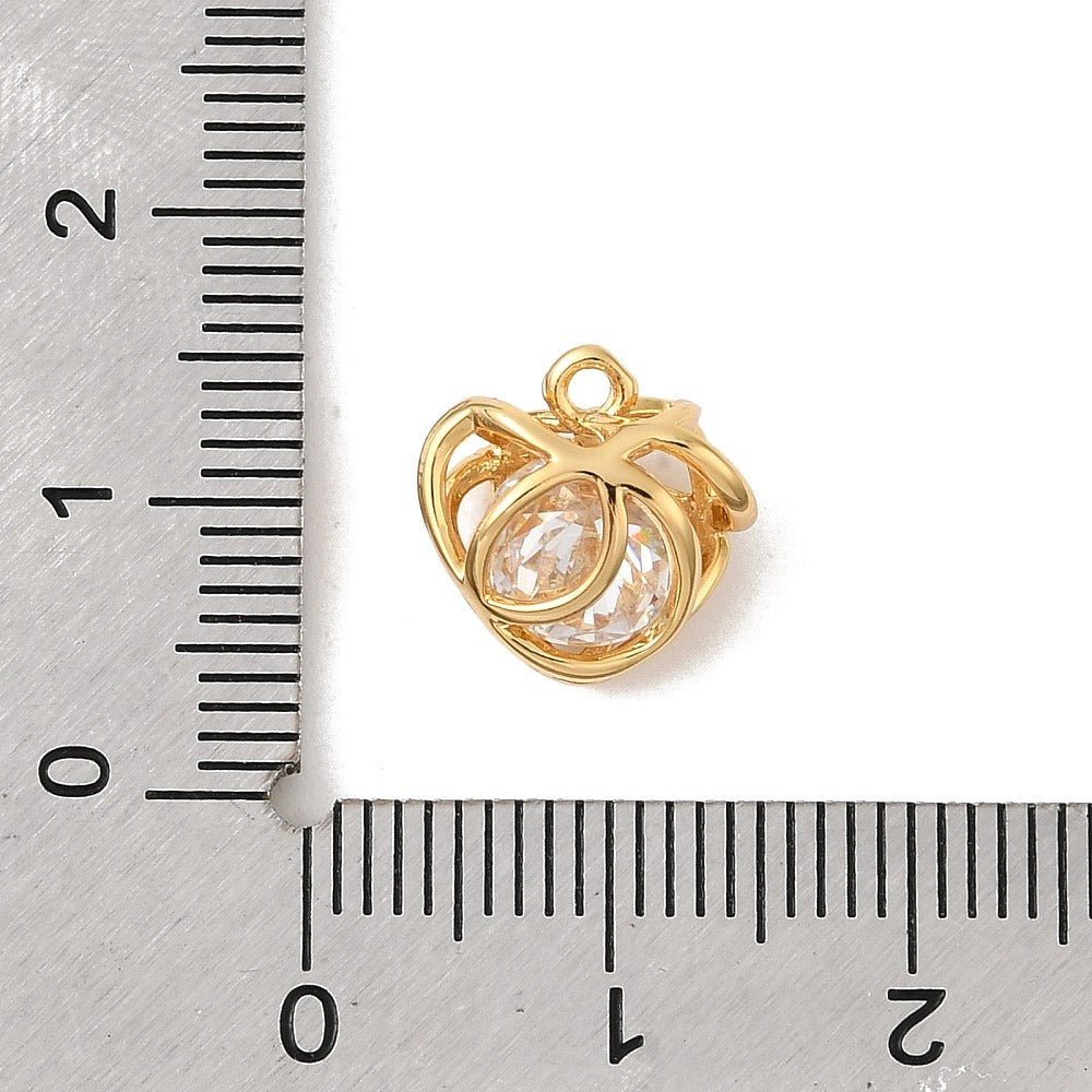 Hjerte vedhæng med Zirkonia, 18K Guldbelagt (11.5x11.5x7mm) - Uniq Perler - 