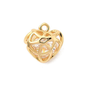 Heart pendant with Zirconia, 18K Gold Plated (11.5x11.5x7mm) - Uniq Perler - 