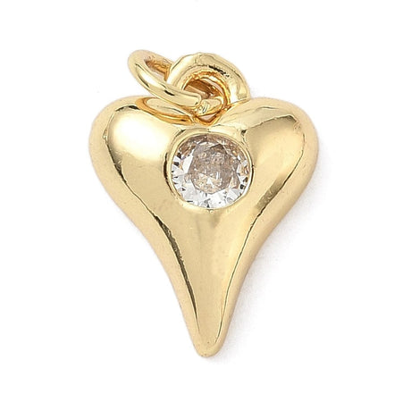 Hjerte Vedhæng Med Zirkonia – 18K Langtidsholdbar Forgyldt (11x15x3,5mm) - Uniq Perler - 115802