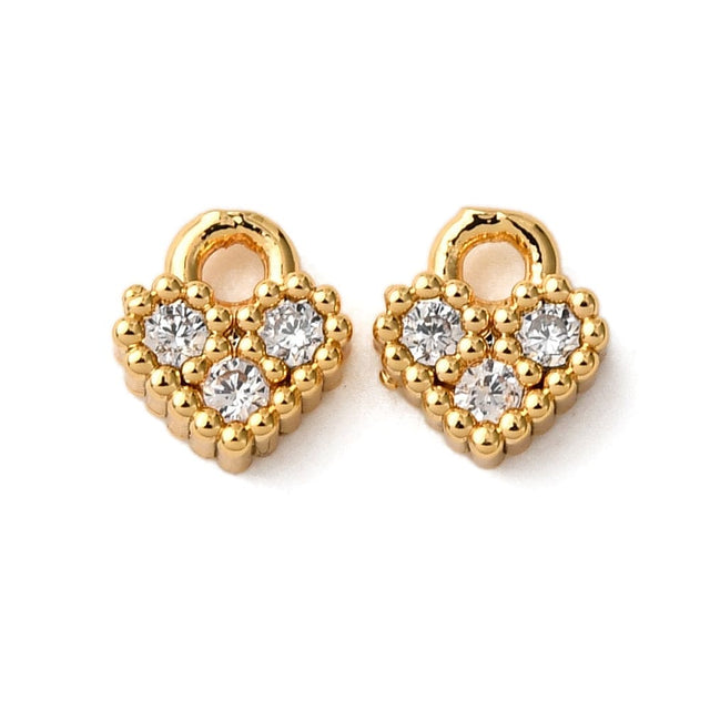 Hjerte Vedhæng Med Zirkonia – 18K Langtidsholdbar Forgyldt (5x5,5x2mm) 2 stk - Uniq Perler - 116132