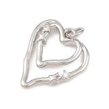 Hjerte Vedhæng Med Zirkonia – Langtidsholdbar Platinbelagt Messing (19,5x17x2,8mm) - Uniq Perler - 122575