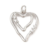 Hjerte Vedhæng Med Zirkonia – Langtidsholdbar Platinbelagt Messing (19,5x17x2,8mm) - Uniq Perler - 122575