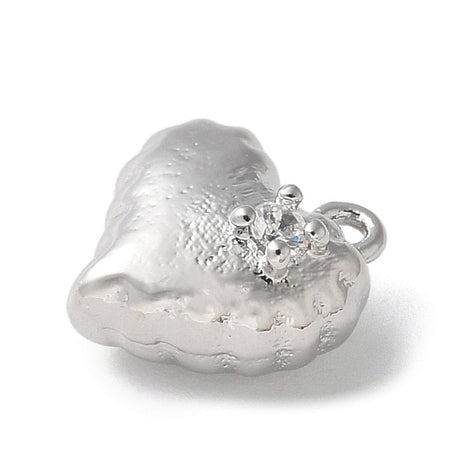 Hjerte Vedhæng Med Zirkonia, Platin Farvet, 10,5x9,5mm - Uniq Perler - 708843