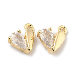 Heart Pendant With Zirconia Stones, 18K Gold-plated, (8x6mm) - Uniq Perler - 113187