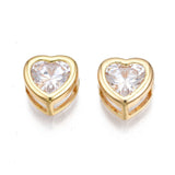 Hjerte Vedhæng Med Zirkonia Sten, 18K Forgyldt, (9x8,5x5,5 mm) - Uniq Perler - 113394