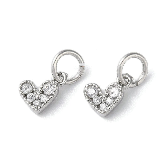 Hjerte Vedhæng Med Zirkonia Sten, 6x7mm - Uniq Perler - 111437