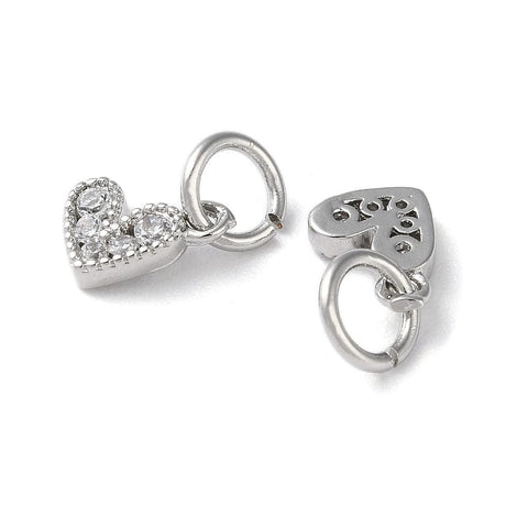 Hjerte Vedhæng Med Zirkonia Sten, 6x7mm - Uniq Perler - 111437