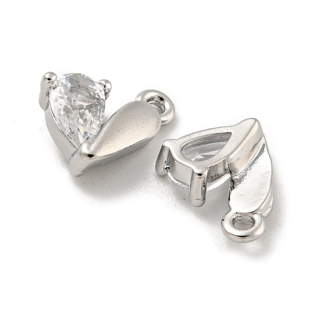 Hjerte Vedhæng Med Zirkonia Sten, 8x6 mm - Uniq Perler - 113188