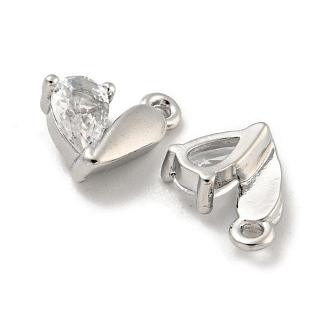 Hjerte Vedhæng Med Zirkonia Sten, 8x6 mm - Uniq Perler - 113188