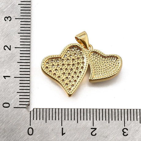 Hjerte Vedhæng Med Zirkonia Sten Og Shell, Langtidsholdbar Forgyldt, 18x26mm - Uniq Perler - 114594