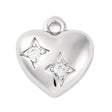 Hjerte Vedhæng Med Zirkonia Sten, Platin, 11,5x10,5mm - Uniq Perler - 114335