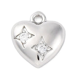 Hjerte Vedhæng Med Zirkonia Sten, Platin, 11,5x10,5mm - Uniq Perler - 114335