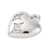 Hjerte Vedhæng Med Zirkonia Sten, Platin, 11,5x10,5mm - Uniq Perler - 114335