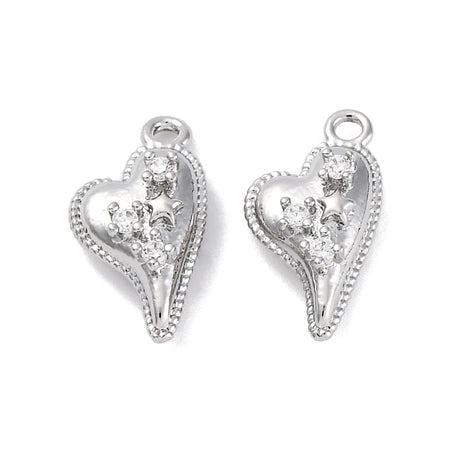 Hjerte Vedhæng, Platin Farvet, (14,5x8,5mm) - Uniq Perler - 972191