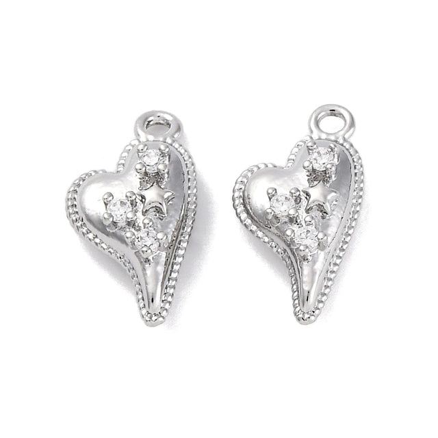 Hjerte Vedhæng, Platin Farvet, (14,5x8,5mm) - Uniq Perler - 972191