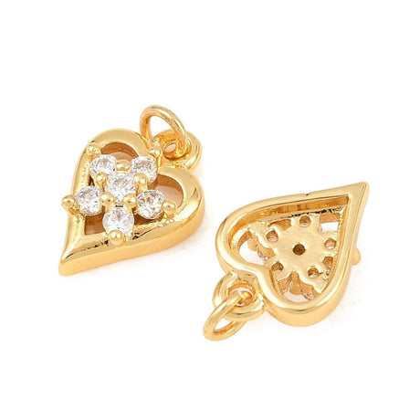 Herz anhänger – Zirkonia - Lang anhaltende Vergoldung (13x9 mm) - Uniq Perler - 