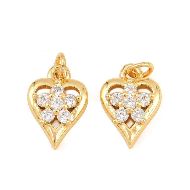 Herz anhänger – Zirkonia - Lang anhaltende Vergoldung (13x9 mm) - Uniq Perler - 