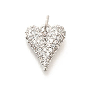 Hjerte Vedhæng – Zirkonia Platinium Langtidsholdbar (14mm) - Uniq Perler - 117707