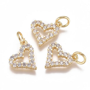 Heart pendant – Cubic zirconia stones, 18K Long-lasting Gold plating (10mm) - Uniq Perler - 