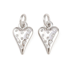 Heart Pendant – Cubic Zirconia stone, Long-Lasting Plating(13x8mm) - Uniq Perler - 117316