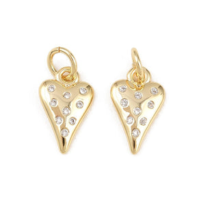 Heart Pendant – Cubic Zirconia stones, long-lasting gold plating (13x8mm) - Uniq Perler - 117315