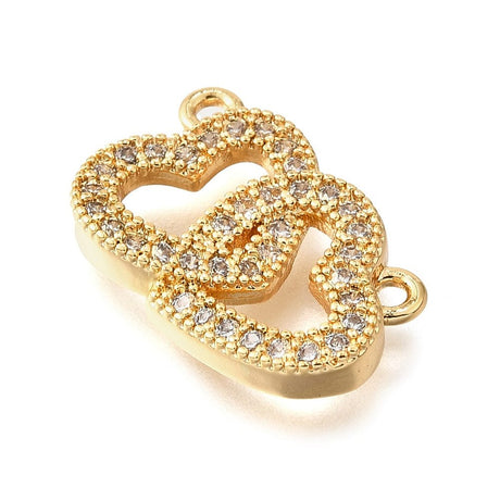 Hjerte Vedhæng/Mellemled Med Klare Zirkonia Sten, 12x18mm - Uniq Perler - 891869