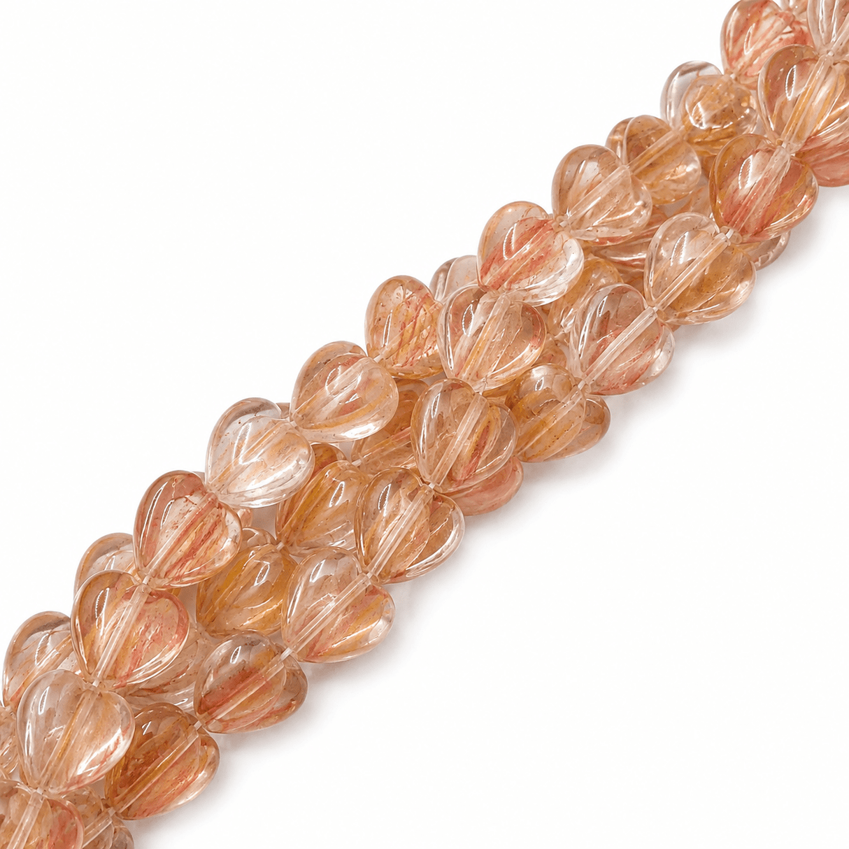 Hjerteformede Glasperler – Lampwork, Transparent, (14x15,5~16x5,5~6,5mm) - Uniq Perler - 124568