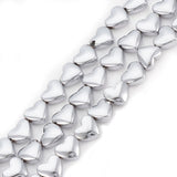 Hjerteformede Hæmatit Perler – Platinbelagt (6x5,5x3mm) 10 stk. - Uniq Perler - 126003