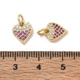Hjerteformede Vedhæng Med Lilla Zirkonia – 16K Forgyldt Messing (10,5x8,5x1,5mm) 2 stk. - Uniq Perler - 125750