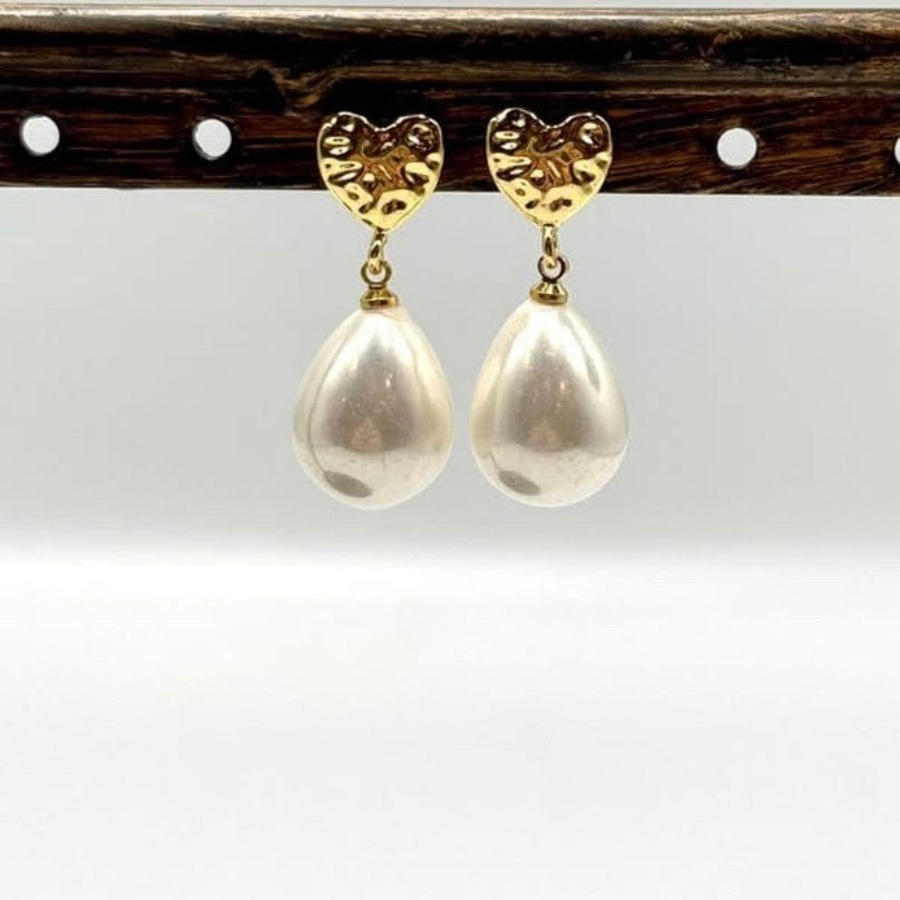 Hjerteformet Forgyldt Ørestikkere Til Topboret/Anboret Perle - Uniq Perler - 113676