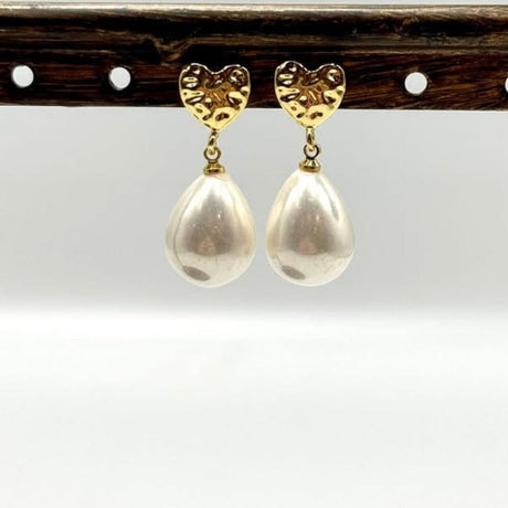 Hjerteformet Forgyldt Ørestikkere Til Topboret/Anboret Perle - Uniq Perler - 113676