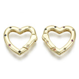 Hjerteformet Gate Springlås Med Zirkonia – Farve Mix, 16K Forgyldt Messing (18x19x3mm) - Uniq Perler - 124206