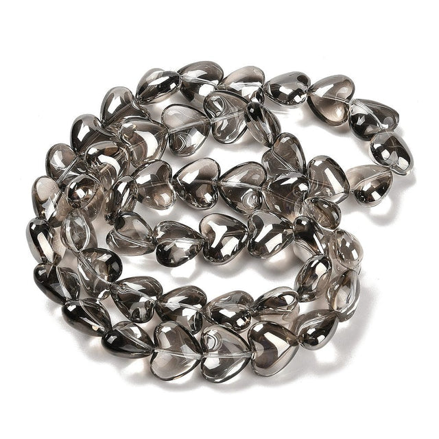 Hjerteformet Glasperler – Lys Grå (12,5x15mm) - Uniq Perler - 114475