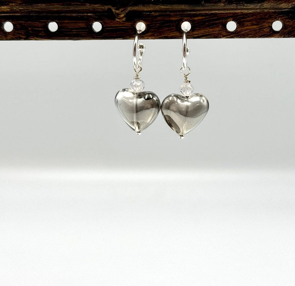 Hjerteformet Glasperler – Lys Grå (12,5x15mm) - Uniq Perler - 114475