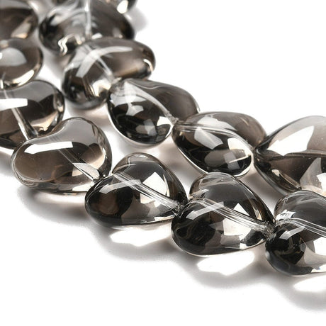 Hjerteformet Glasperler – Lys Grå (12,5x15mm) - Uniq Perler - 114475