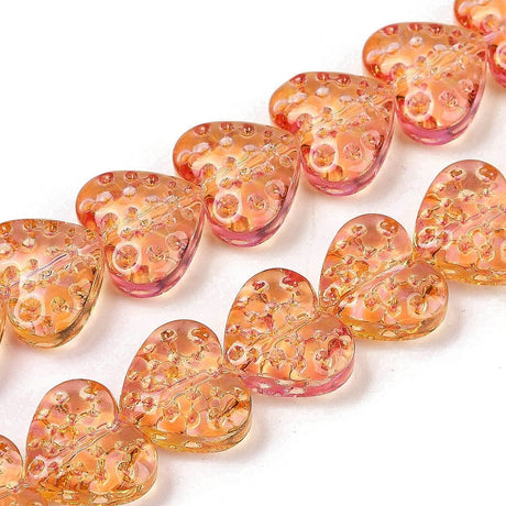 Hjerteformet Glasperler – Orange (13x15x7mm) - Uniq Perler - 115252